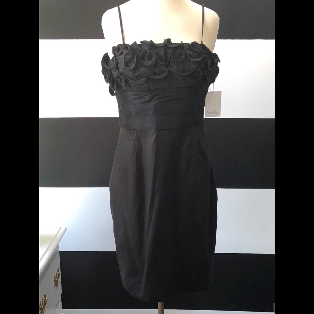 Calvin Klein Ruffle Little Black Dress NWT